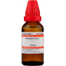A brown glass bottle with a red dropper cap labeled as 30 mL homeopathic medicine containing Mangifera Indica at a potency of 1000 CH.