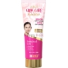 A tube of Lord's Glow Care Face Wash featuring a model, highlighting its brightening and gentle exfoliation benefits, enriched with silver dust, berberis, and calendula.