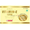 Packaging of LORD'S Vitamin E Glow tablets, featuring benefits for skin health and protection against free radicals.
