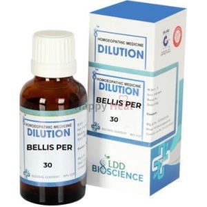Bottle of Bellis Per homeopathic dilution with packaging information.