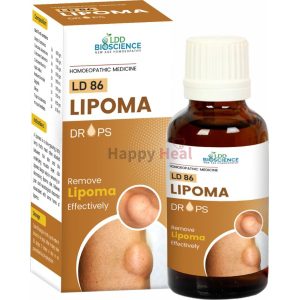 Homeopathic remedy for effectively removing lipomas, featuring a bottle and packaging with product details.