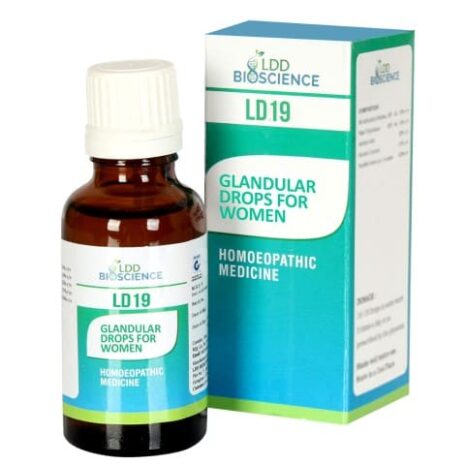 Bottle of homeopathic medicine designed for women's health, featuring a label with product details and a colorful box packaging.