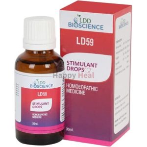 30ml bottle of LDD Bioscience LD59 Stimulant Drops, a homeopathic medicine, alongside its packaging.