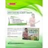 Promotional image for LORD'S Garcinia Slimfit Tablets showcasing benefits, ingredients, dosage, and packaging with an illustrative background.