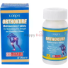 Packaging and bottle of Lord's Orthokure Multinutrient Tablets designed to support bone strength and flexibility, featuring vibrant blue graphics and health-related imagery.
