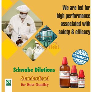 A laboratory technician prepares herbal dilutions in a sterile environment, emphasizing safety and efficacy. The image showcases Schwabe's standardized products, highlighting their commitment to quality.