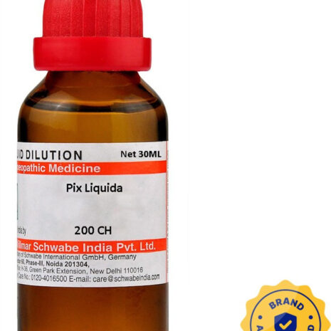 Bottle of Pix Liquida homeopathic remedy, 30ML, featuring a red cap and brand authentication badge.