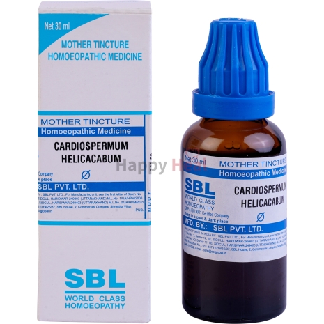 Homoeopathic Mother Tincture: Cardiospermum Helicacabum 30 ml bottle of Cardiospermum Helicacabum mother tincture displayed alongside its packaging.