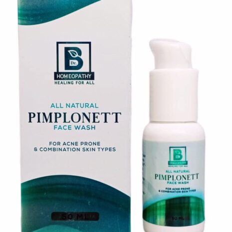 A 50ml bottle of all-natural facial wash designed for acne-prone and combination skin types, displayed with its packaging.