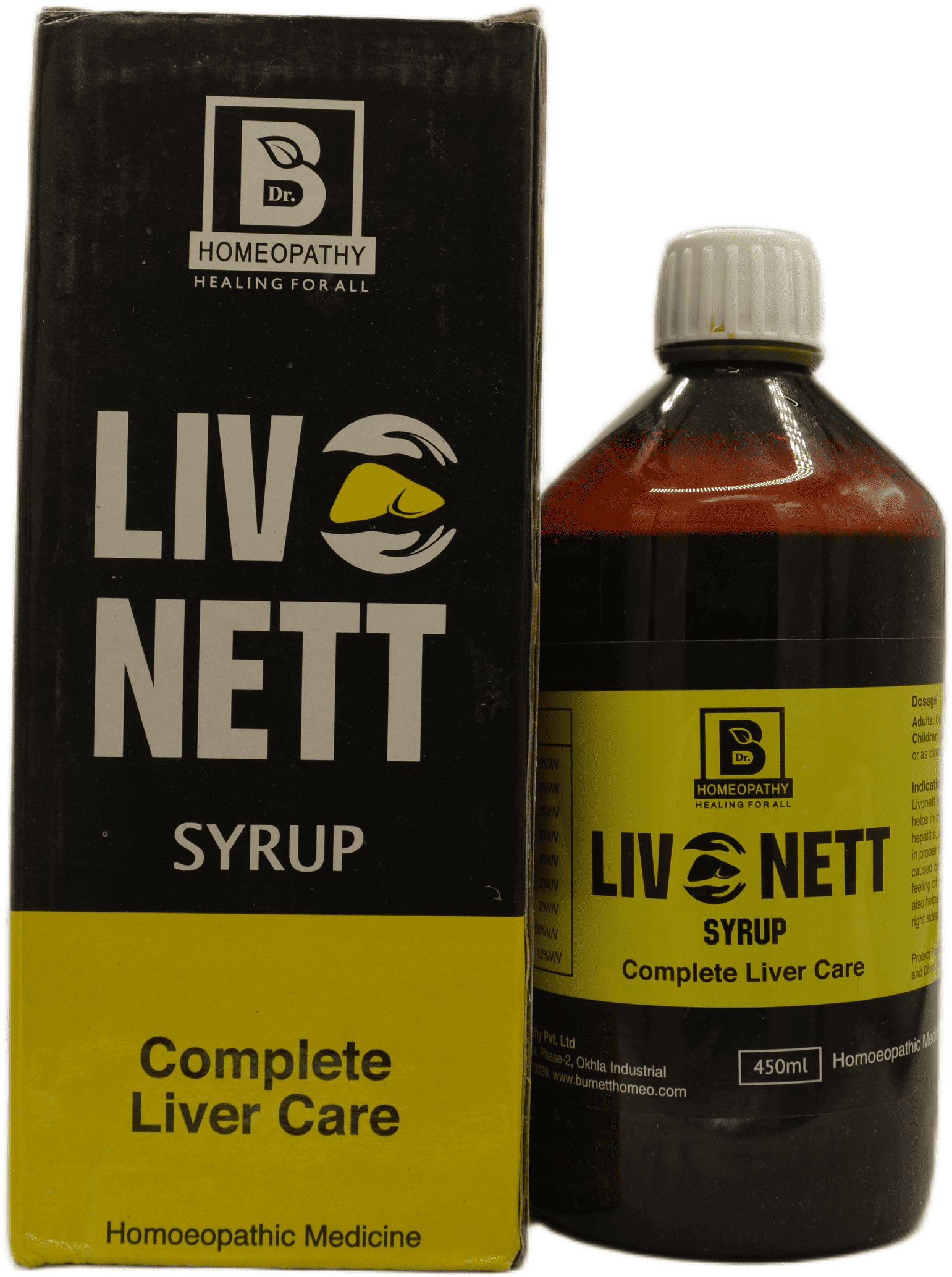 Image of LIV NETT syrup bottle with packaging, highlighting its liver health benefits and homeopathic formulation.