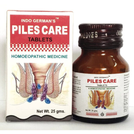 A bottle of Piles Care tablets with packaging, designed to provide relief for hemorrhoid-related issues.