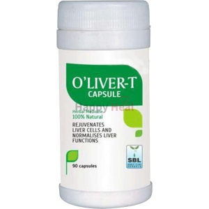 Bottle of O'Liver-T capsules, 90 count, labeled as herbal medicine for rejuvenating liver cells and normalizing liver functions.